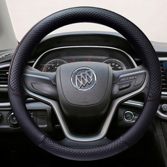 Cross-border Amazon car steering wheel cover classic embossed car leather protective cover for all seasons wholesale manufacturer