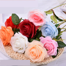 外贸单支玫瑰仿真花仿真假花束客厅装饰茶几餐桌卧室摆件欧式