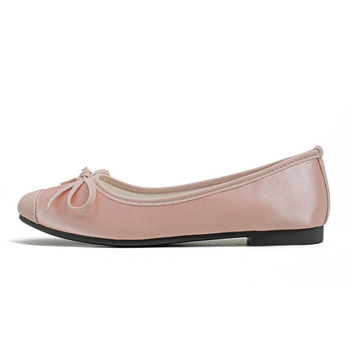 【Su Yining Style】A High French Lambskin Square Head Bowknot Block Heel Ballet Flats for Women