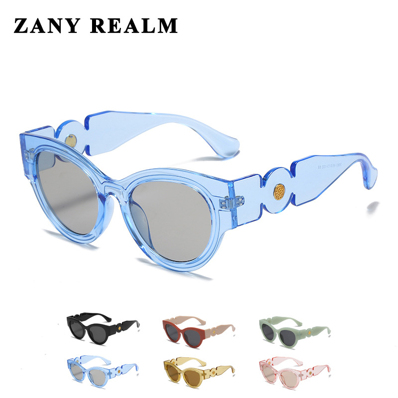 Nuevo retro francés marco redondo ojo de gato transfronterizo gafas de sol contraste color Amazon gafas de sol en vivo fabricante en stock