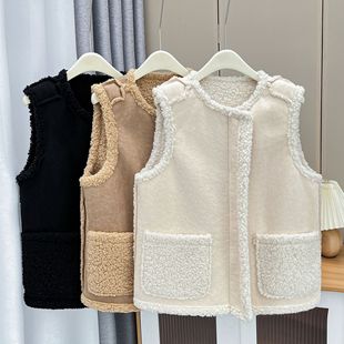 Autumn and Winter 100kg Fat mm Fashionable Reversible Velvet Vest Plus Size Women's Casual Warm Vest Outer Wear 1493