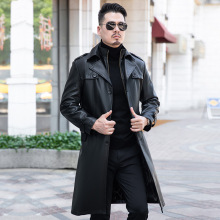 秋冬新款海宁皮衣青中年男士皮大衣中长款加绒加厚绵羊皮风衣外套