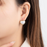 (Трансграничная торговля), дизайнерские двусторонние трехмерные серьги из нержавеющей стали в форме сердца, золото 750 пробы, европейский стиль