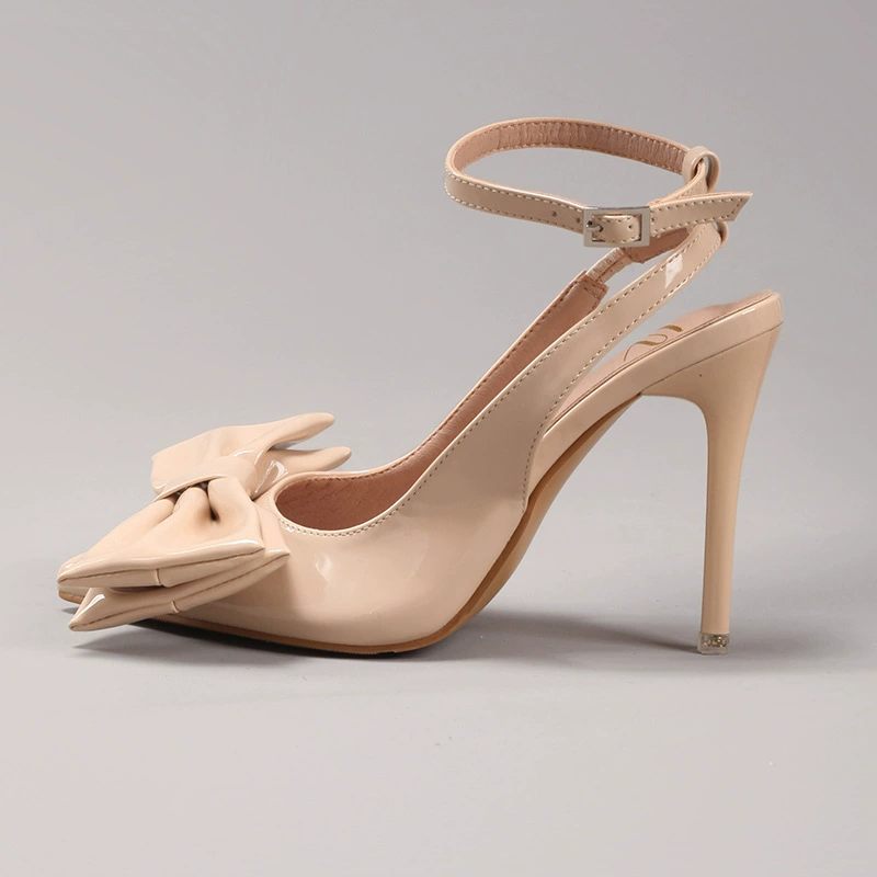 Высокие элегантные сексуальные босоножки с бантом и острым носком, европейский стиль