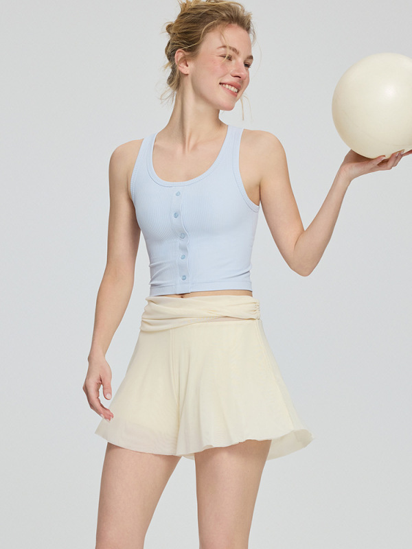 2025 春と夏の新しいヨガ服女性の胸パッドベスト偽ボタン装飾フィットネス服ハイウイングスパンデックスフィットネス服|undefined