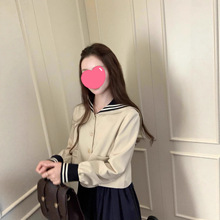 桃可了 航行秋日 少女学院风海军领短款小风衣外套女秋半身裙套装