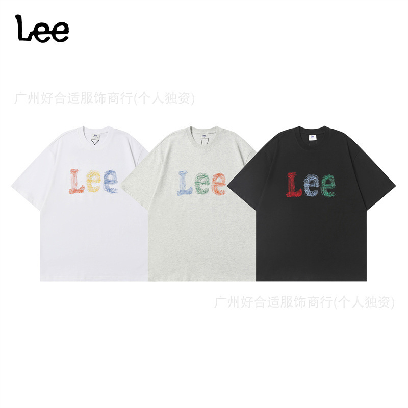 25SS new color brush embroidery graffiti letter printing Joker short sleeve T-shirt men and women a generation of hair