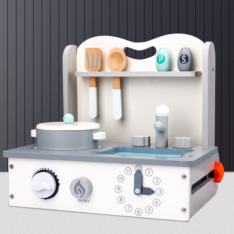Fabricante mayorista de juguetes de cocina para niños en casa simulación de madera simulación de cocina juegos de niños y niñas