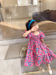Summer New Children's Dress, Cute Floral Princess Dress for Girls, Medium Children's Size, Dropshipping One Piece