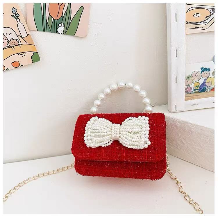 Bolsa de Año Nuevo para niños, bolso de arco de perlas, bolso de mano, bolso de Año Nuevo, bolso de moda, bolso de princesa
