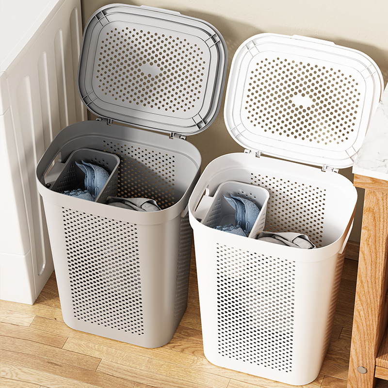 ♔ Dirty Clothes Basket for Home Use, Large Capacity with Lid, Laundry Basket for Bathroom Storage, Dirty Clothes Storage Bin