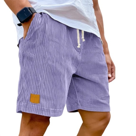 Cross-Border 2025 European and American Amazon New Men's Retro Embroidered Logo Corduroy Fashion Lace-Up Casual Shorts Cross-Border 2025 European and American Amazon New Men's Retro Embroidered Logo Corduroy Fashion Lace-Up Casual Shorts