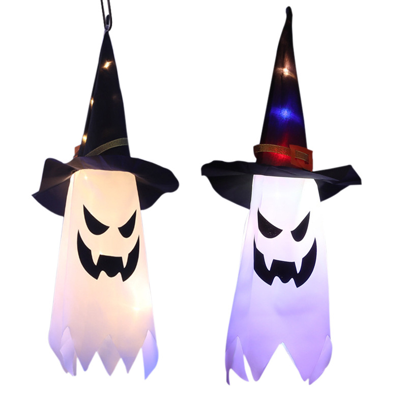 Halloween sombrero de bruja fantasma luminoso colgante Halloween sombrero de brujo fantasma LED luminoso colgante decorativo