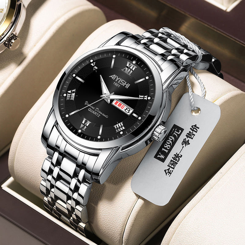 A- light silver black [Swiss imported movement] luminous calendar