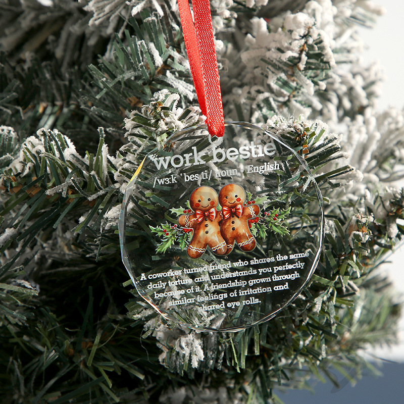 圣诞节装饰品水晶挂件圣诞树心形挂片装饰吊坠跨境热销款式