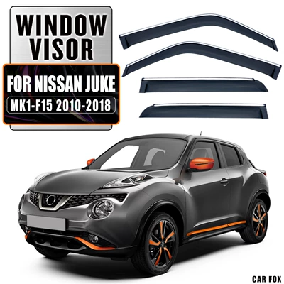 Suitable for Nissan Juke Car Window Sun Visor and Rain Shield (Rain shield) - standard-packaging-jukejuke-mk1-f15-2010-2018-plexiglass-with-bright-strips-rain-shield
