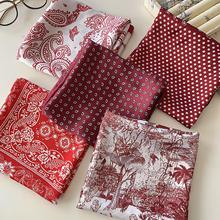 美式辣妹红色复古腰果花丝巾腰带女叠穿牛仔裤腰饰小方巾领巾配饰