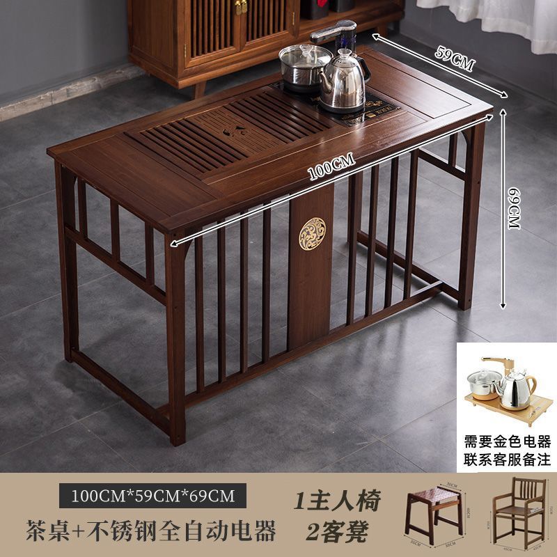 Mesa de té de oficina de balcón pequeña mesa y silla doméstica combinación de hervidor de agua en un conjunto completo de madera maciza nuevo estilo chino batería húmeda