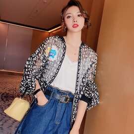 巴掌家【黑白画报】镶钻防晒服女装宽松夏季薄款欧货上衣2021新款