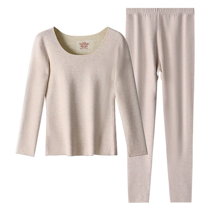 Леди 2024 осень-зима новый шелковый шерстяной шерстяной шерстяной термобелье набор термобелья с лихорадкой без следов осенняя одежда осенние брюки оптом