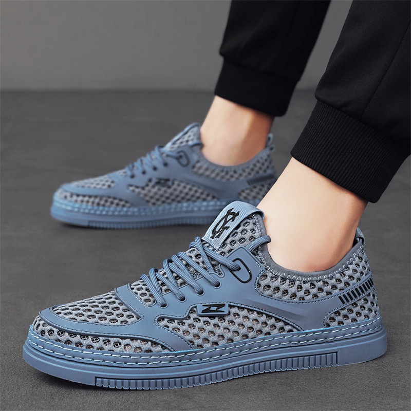 Summer Hollow Shoes Men's Large Net Casual Men's Shoes Breathable Mesh Cloth Shoes Men's Student Trendy Shoes 2024 New