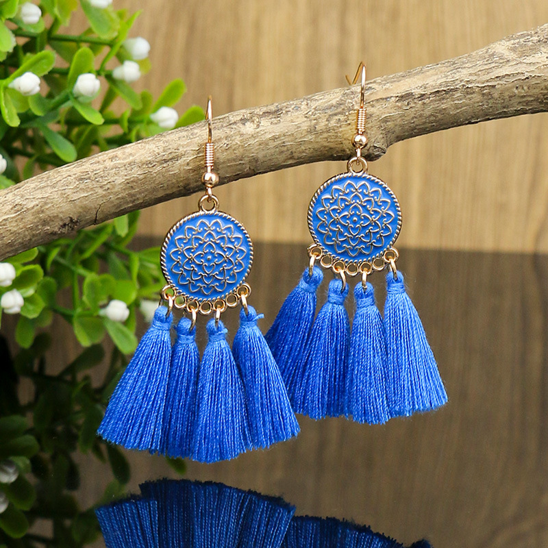 Vacation Bohemian Tassel Alloy Plating Women's Drop Earrings 1 Pair display picture 7