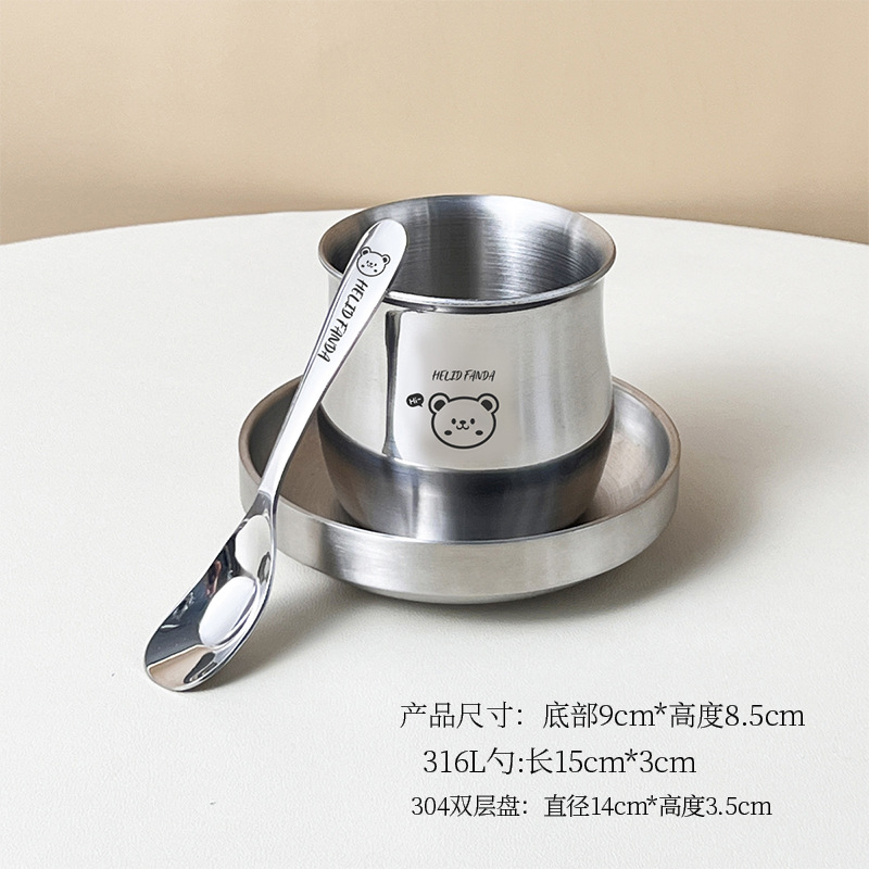 아침식사컵-허허베어-450ml+원바오스푼 304개+복층접시 304개