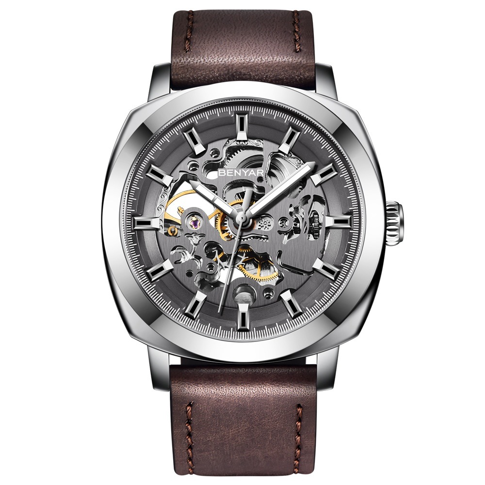 Binya BENYAR 5121 nuevo hueco cuadrado reloj mecánico automático moda clásico reloj impermeable de los hombres