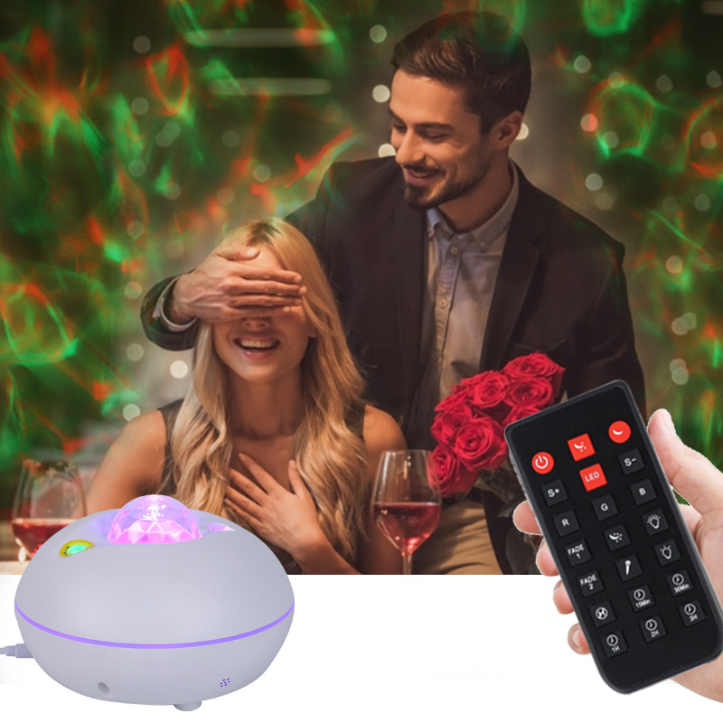 歐美星空燈投影燈遙控智能月亮滿天星USB水紋星云燈氛圍燈海洋燈