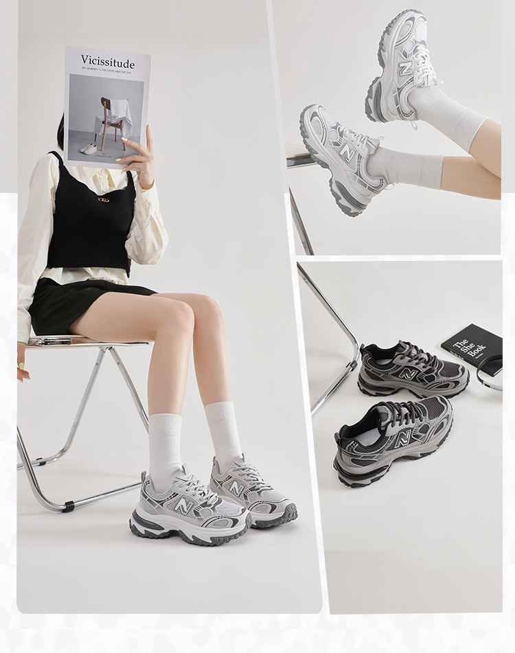 Giày sneaker nữ chunky đế dày phong cách cổ điển Balance N chữ 1819 — 1819 Xám Sương Đêm chi tiết 6