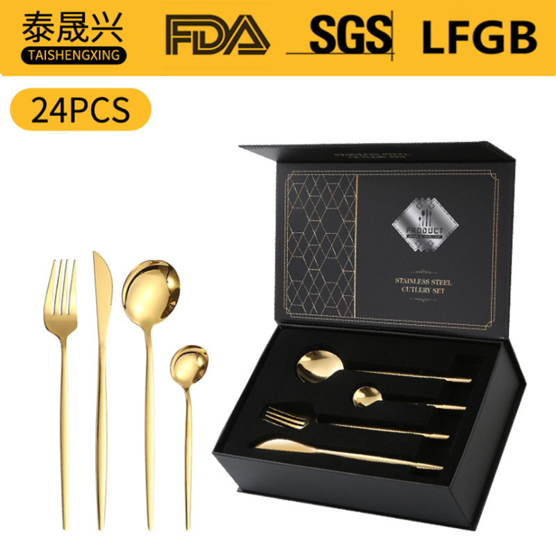 Amazon productos calientes vajilla de acero inoxidable 16/20/24 piezas traje portugués comida occidental cuchillo, tenedor y cuchara traje