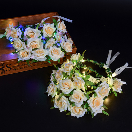 Cross-border Amazon best selling luminous garland Hawaii headwear tourist night market scenic spot luminous LED garland wholesale