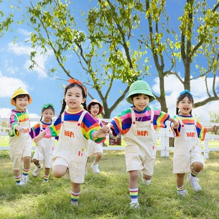 六一儿童演出服幼儿园彩虹可爱背带裤舞蹈表演服小学生啦啦队服装