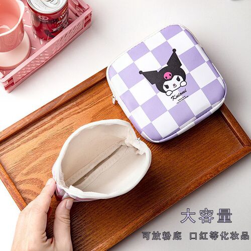 Sanrio Kuromi Cute Cartoon Waterproof AuntiePU Large Capacity Portable Sanitary Pad Storage Bag Wholesale