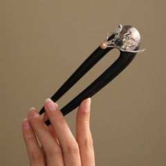 復古風髮簪古典簪子民族風髮飾中國風黑檀木日常盤髮簪旗袍配飾品