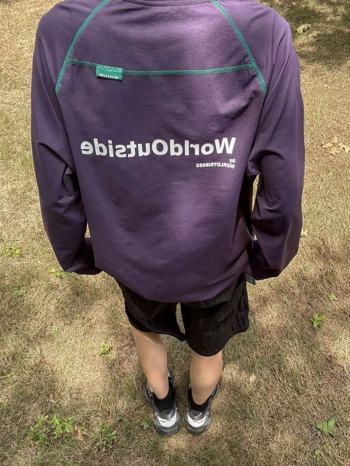 美式哈苏线长袖t恤男女款秋季慵懒风防晒速干衣户外运动羽毛球服