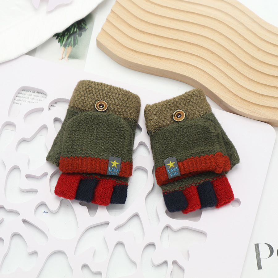 Guantes de invierno de medio dedo para niños niños niños niños niñas estudiantes lindos guantes de peluche de dibujos animados