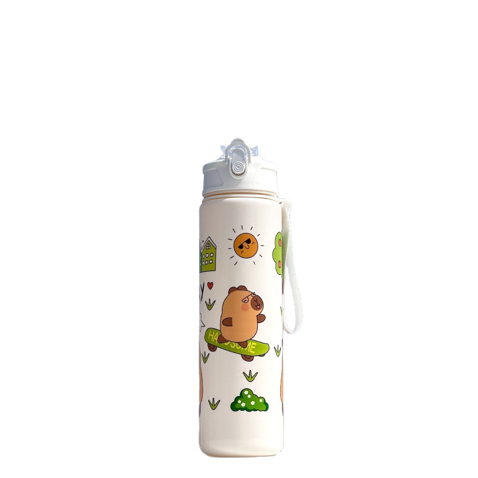 Taza de paja Kapi Barakatong con cierre Taza de mano Taza de plástico para deportes y fitness Taza de agua espacial para hombres y mujeres