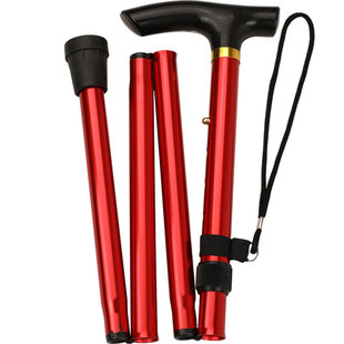 Five-Section Folding Ultra-Short Trekking Pole Walking Stick for Hiking Travel with T-Handle, Five-Level Adjustable Telescopic Walking Stick
