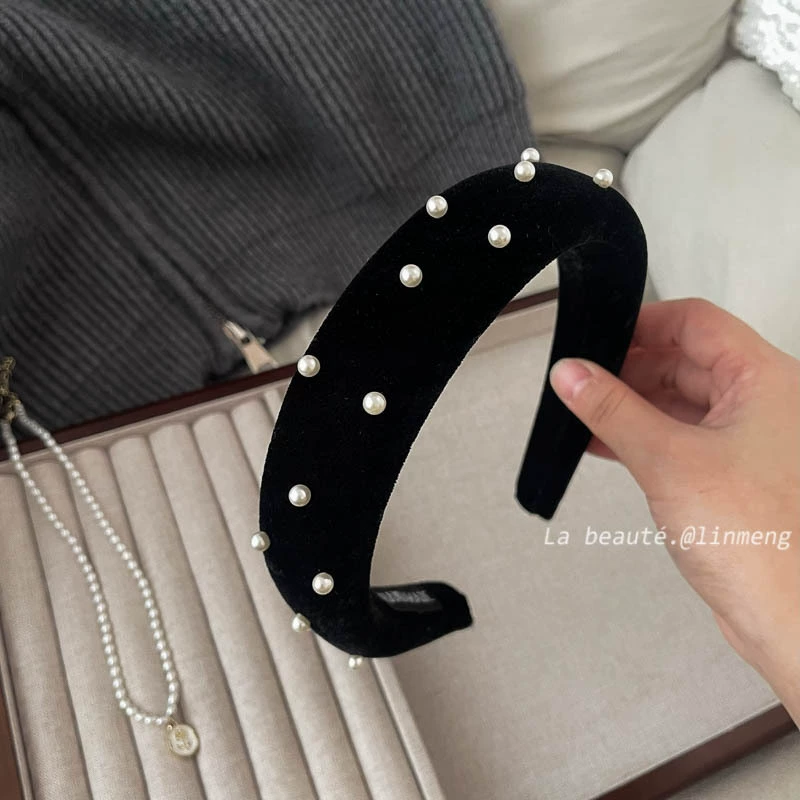 Ободок (стиль Chanel) — черная лента и широкий палитра цветов, элегантный корейский дизайн