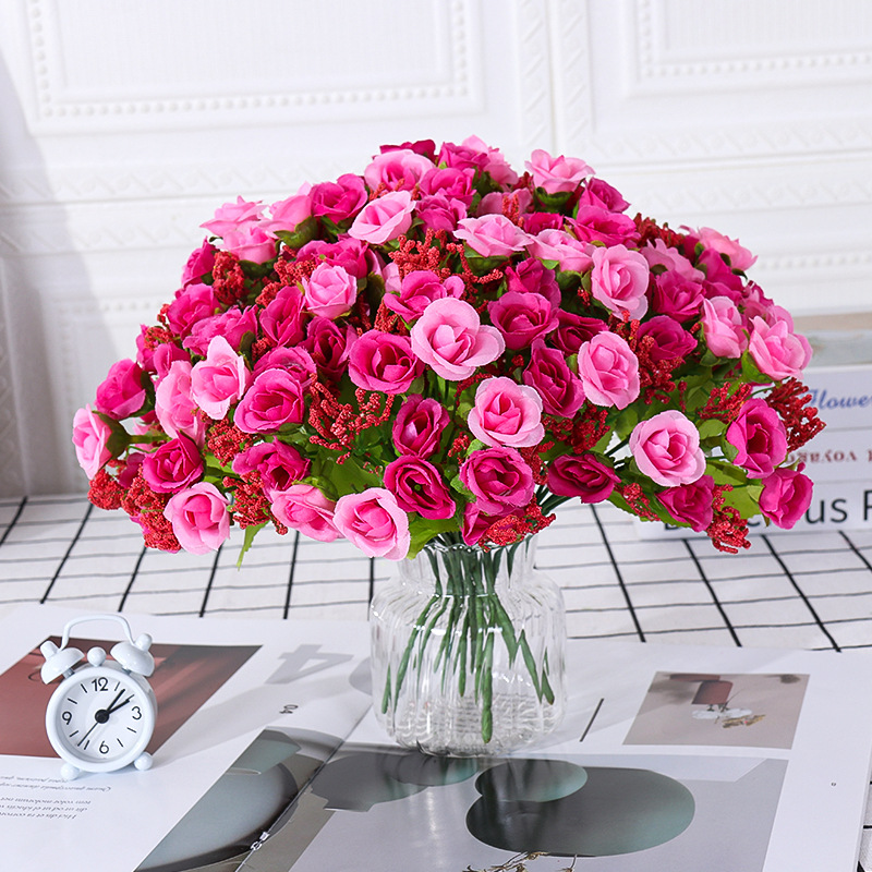 Simulation small rose 21 head diamond roses 7 fork spring small rose…