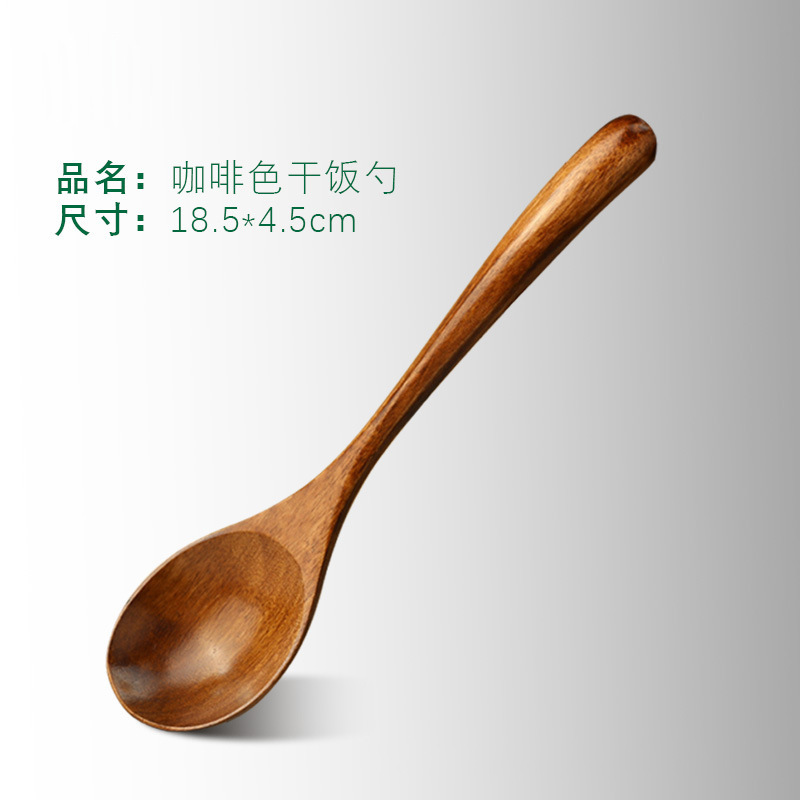 Cuchara de madera al estilo japonés Cuchara de sopa de madera de mango largo Cuchara de sopa para el hogar Ramen Cuchara de madera pequeña al por mayor de alto valor