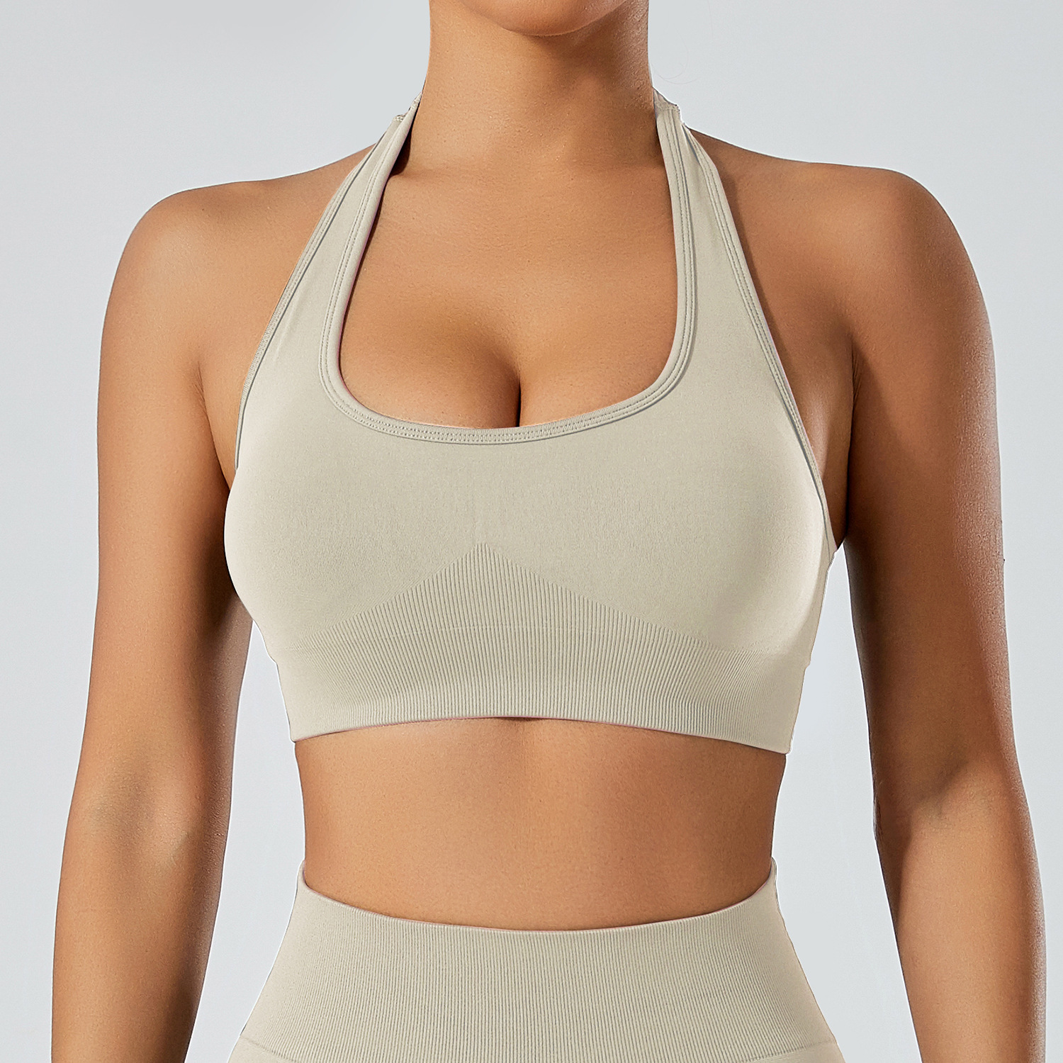 En stock verano belleza espalda u cuello Halter sujetador desgaste exterior a prueba de golpes correr entrenamiento ropa deportiva ropa interior yoga ropa chaleco