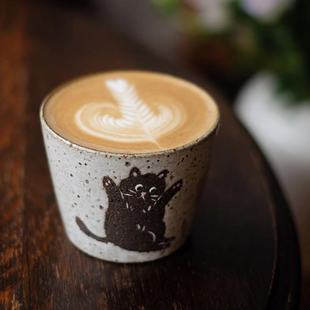 ♡ Cat Coffee Cup Jingdezhen Handmade Ceramic Pig Mouth Cup Egg Cup Large Mouth Latte Flower High Temperature Underglaze