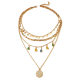 Cross-Border New Geometric Disc Tassel Necklace Alloy Tassel Necklace Accessories Women's Summer Pendant Stacking Necklace