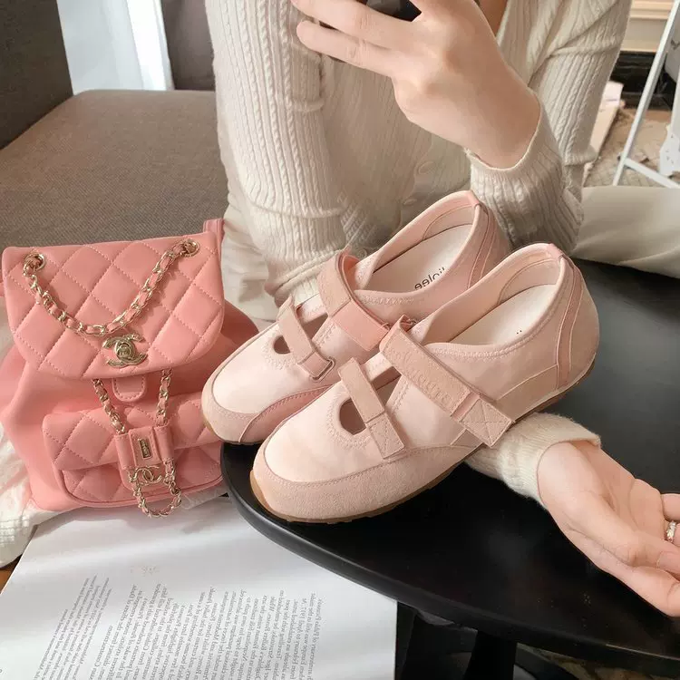 葡萄妈studiolee 双魔术贴软底软面芭蕾单鞋玛丽珍运动风休闲鞋女