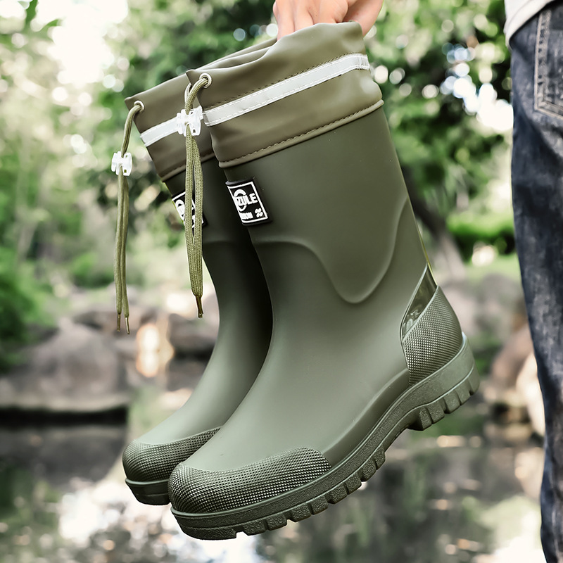 Botas de Lluvia de Tubo Medio para Hombre de PVC Impermeables y Antideslizantes para Pesca image 7