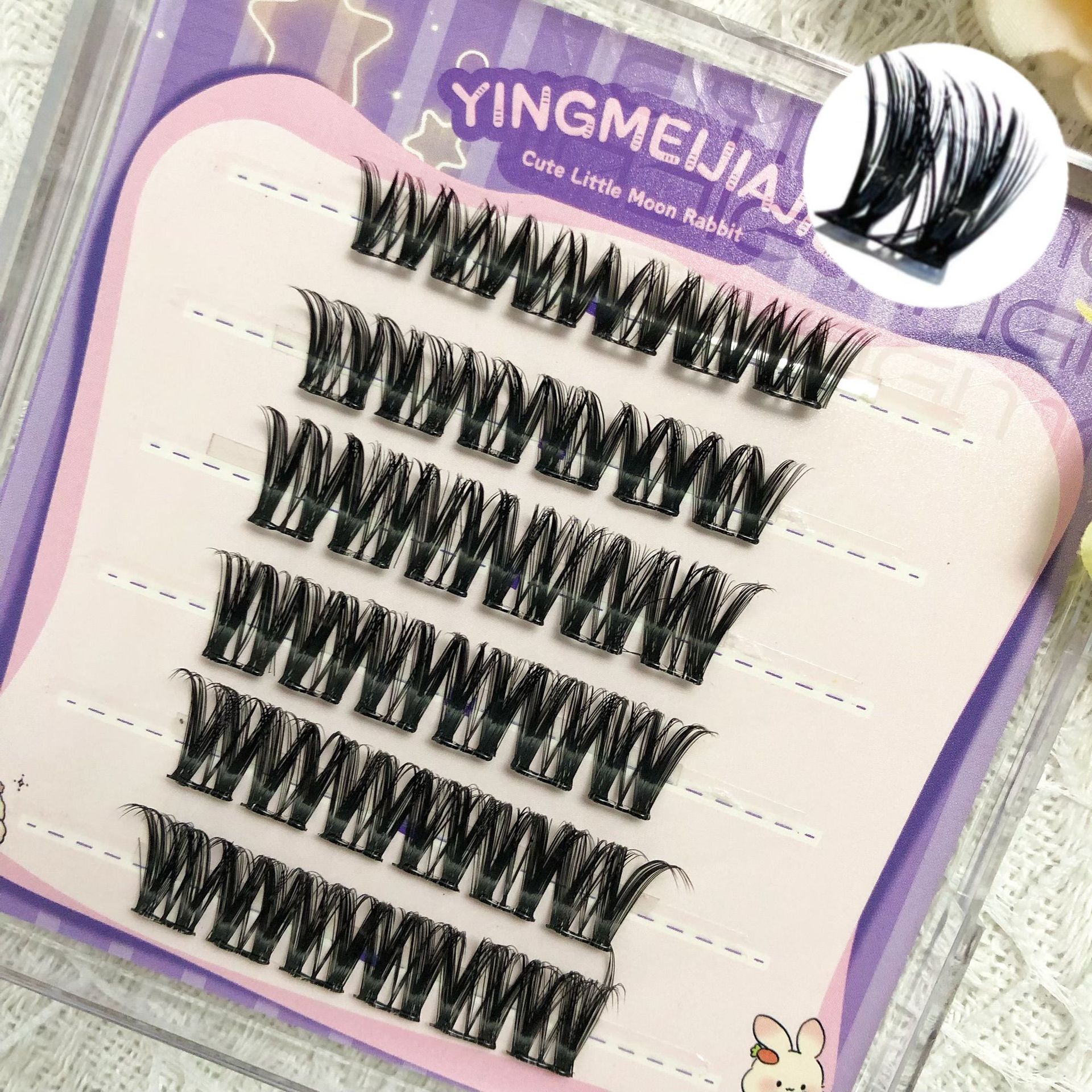 Transfronterizos falsas pestañas sin pegamento, pestañas falsas, pestañas negras finas, pestañas segmentadas largas, pestañas falsas sin pegamento, pestañas falsas sin pegamento de Amazon