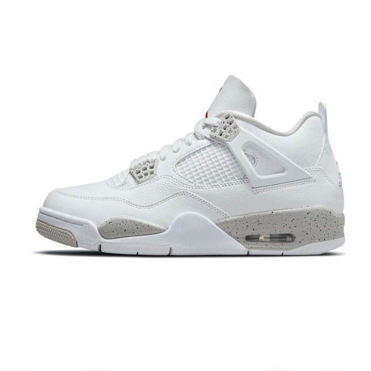 aj4 ホワイトセメントバスケットボールシューズトレンディなレトロな絶妙なディテールミッドトップホワイトグレー紳士靴第一層牛革レトロな女性の靴|undefined