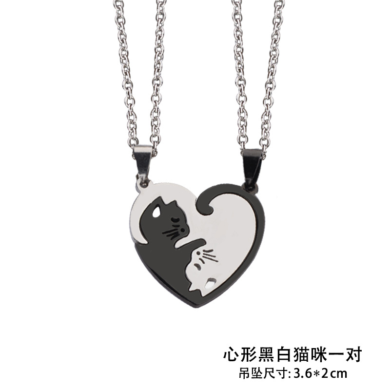 SKU-01-心形黑白恋爱猫一对